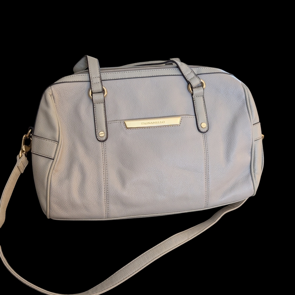 Tignanello Light Gray Leather Shoulder Bag